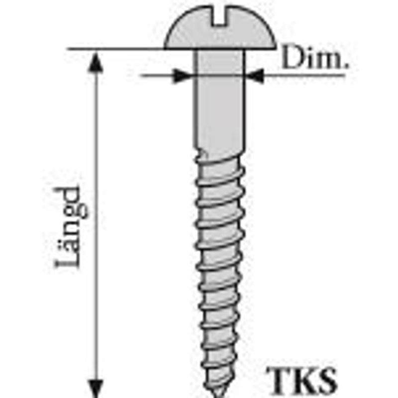 Treskrue ubehandlet stål TKS 5 x 3/4 rett spor